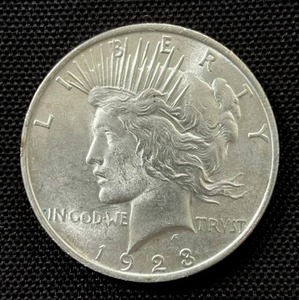lot 1 image: 1923-P Peace Silver Dollar AU-EF