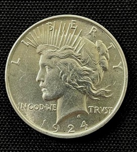 lot 3 image: 1924-P Peace Silver Dollar AU-EF