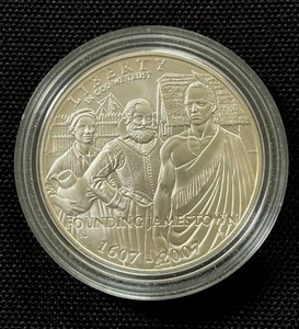 lot 7 image: 1607-2007P Founding Jamestown Silver Coin (1 oz.) AU-EF