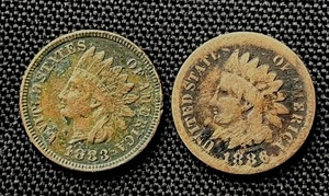 lot 46 image: Two Indian Head Pennies 1883 (VG) and 1886 (VG)