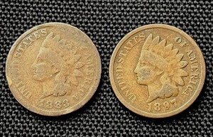 lot 47 image: Two Indian Head Pennies 1883 (G) and 1897 (VG)