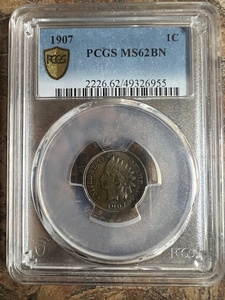 1907 Indian Head 1 cent, PCGS MS-62