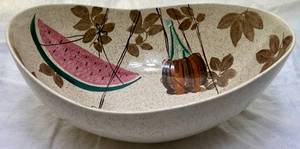 lot 35 image: Red Wing Pottery Tampico Large Salad Serving Bowl