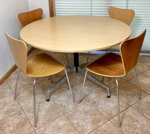lot 14 image: Herman Miller Eames Dining  Table and 4 Chairs from Room & Board