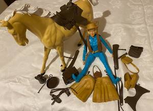 lot 78 image: Vintage Jane West Best of the West Doll plus accessories and Vintage Breyer Charity Palomino Horse