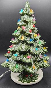 Vintage 14 Ceramic Light Up Christmas Tree with Base