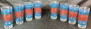 Vintage Pepsi-Cola Tiffany Style Stained Glass 14 oz Drinking Glasses - set of 8