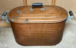 Copper Boiler with Copper Lid and Wood Handles