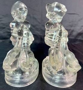 Vintage L.E. Smith Glass Figurines Girl with Geese
