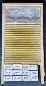Antique Soap Saver Washboard No. 196 National Washboard Co. and Box of Vintage Ivory Soap