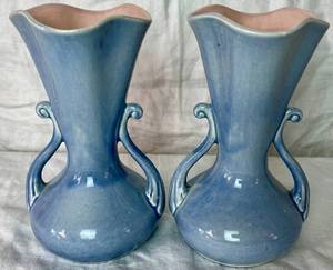2 Vintage No. 505 Red Wing Double Handled Vases