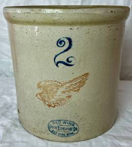Vintage 2 Gallon Red Wing Union Stoneware Crock