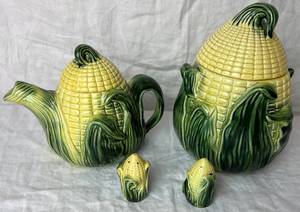 Vintage 1940s Stanfordware Corn Teapot, Cookie Jar and Salt and Pepper Shakers
