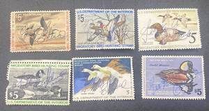 Collection of Six $5 Migratory Bird Hunting Stamps
