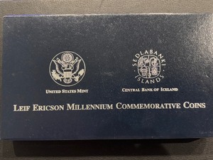 lot 28 image: Leif Ericson Millennium Commemorative Silver Proof Coins