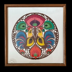 lot 52 image: Wycinanki Style Folk Art Print