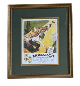 lot 62 image: Framed Monarch Coffee Advertisement Print by Arnold Lorne Hicks