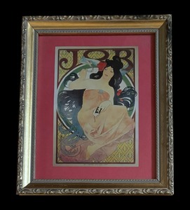 lot 87 image: Alphonse Mucha Art Nouveau Deco Advertisement JOB Cigarette Framed