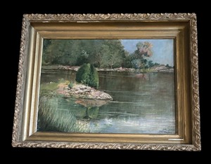 lot 90 image: Original Waterfront Painting by Carl Longe