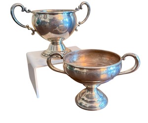 lot 41 image: Two Vintage Sterling Silver Double Handle Sugar Bowls
