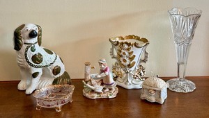 lot 45 image: Vintage Finds including a Vintage Staffordshire Dog Figurine