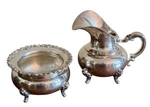 lot 45C image: Vintage Alpacca Cream and Sugar Set