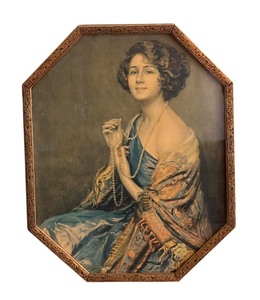 lot 47 image: Vintage Framed Arthur Garrett Portrait Print  Lady Portrait Print by Arthur Garrett