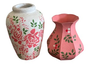 lot 46 image: Isabella de Borchgrave Paper Mache and Glass Vase & Isabella Borchgrave Paper Mache Vase