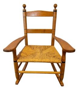 lot 110C image: Vintage Childrens Wooden Rocking Chair