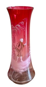 lot 49 image: Vintage Mary Gregory Style Cranberry  Pink Vase