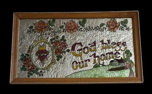 lot 179 image: Vintage Tin Foil God Bless Our Home Framed Artwork