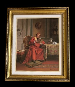 lot 231 image: A Cardinal Reading the Paper Print by Victor Marais-Milton