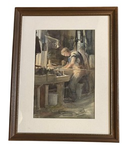 lot 234 image: At Work Print by M.E. Roberts