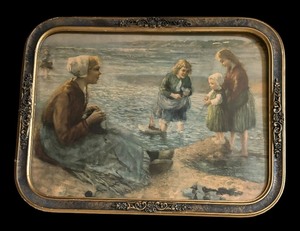 lot 292 image: Children by Ocean Print by Carl Mulertt