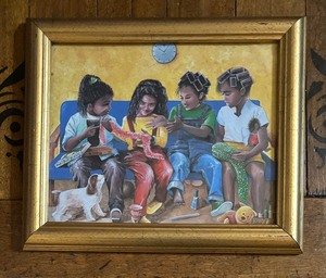 lot 424 image: African American Children Playing Traditional African Children Wall Art Decor Print