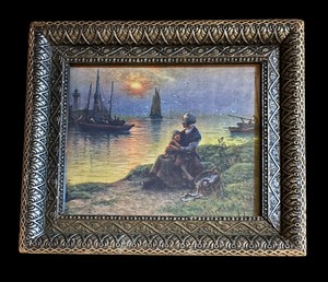 lot 446 image: Waiting for the Fishing Fleet to Return Print by Georges Philibert Charles Maroniez