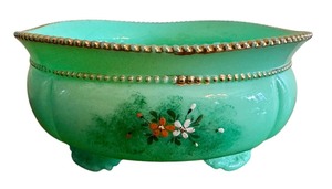 lot 170 image: Vintage Hand Painted Jadeite Footed Bowl