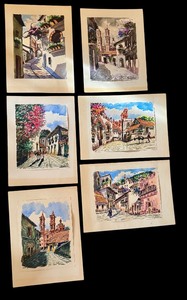 lot 161 image: Collection of Six Original Watercolor Paintings
