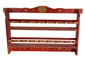 lot 252 image: Vintage Hand Painted Red Shelf