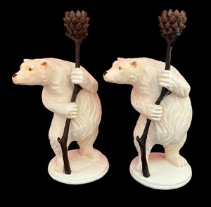 lot 258 image: Two Department 56 Polar Bear Candle Holders