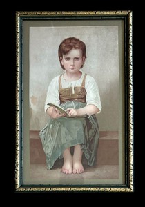 lot 477 image: The Difficult Lesson Print by William Adolphe Bouguereau