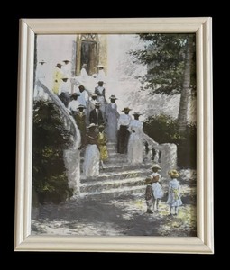 lot 486 image: The Church Front Steps Print by Leo Carty
