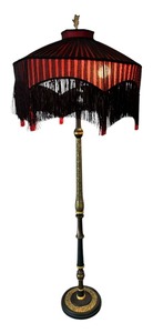 lot 278 image: Vintage Victorian Style Floor Lamp with Fancy Fringed Lamp Shade