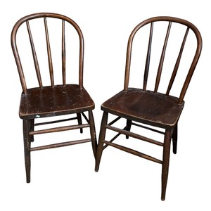 lot 506 image: Pair of Charming Vintage Wooden Chairs