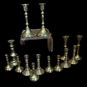 lot 529 image: Miniature Brass Candlesticks