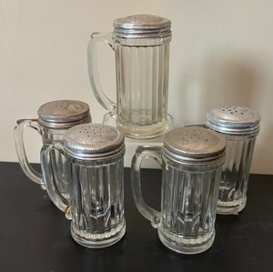 lot 109A image: Vintage Glass Shaker Bottles
