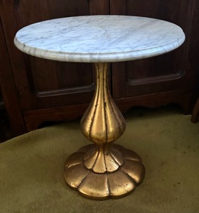 lot 101C image: Vintage Giltwood Marble Top Regency Style Accent Table