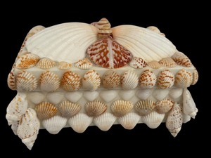 lot 457 image: Handcrafted Seashell Design Jewelry Box  Dresser Box