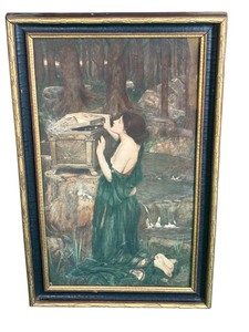 lot 466 image: Wooden Box Picturing Pandoras Box by John W Waterhouse Framed Print