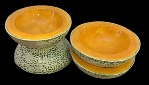 lot 336 image: Vintage Set of 4 Langbein Original Cantaloupe Blows  Vintage Mid Century Modern Italy Circa 1957